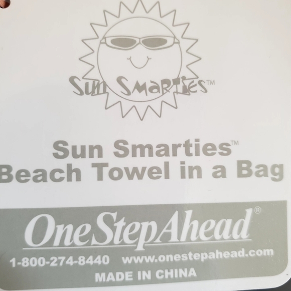 One Step Ahead Kids Sun Smarties Beach Towel In A Bag Floral/Pink UPF 50+ - Picture 7 of 8